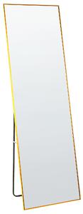 Stojace zrkadlo zlaté hliníkový rám 50 x 156 cm obdĺžnikové so stojanom moderný dizajn