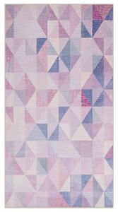 Koberec sivý a modrý 80 x 150 cm obdĺžnikový s geometrickým trojuholníkovým vzorom moderný