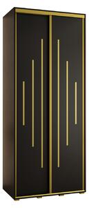 Šatníková skriňa ASIRI 12 - 100/45 cm, čierna / zlatá