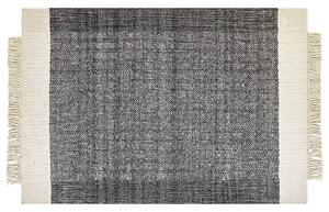 Koberec čierna a krémová biela 160 x 230 cm obdĺžnikový ručne tkaný so strapcami moderný dizajn
