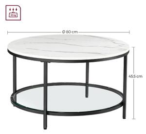 VASAGLE Konferenčný stolík - biela / čierna - 80x44,5 cm