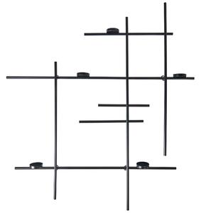 Svietnik čierny kovový 60 cm moderný geometrický držiak na sviečky bytová dekorácia