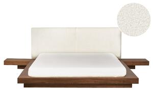 Posteľ v japonskom štýle hnedý jaseň 160 x 200 cm nízky drevený rám postele z MDF buklé čelo nočné stolíky