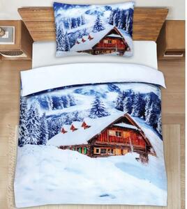 3D obliečky Polycotton Snežná Chalúpka 200x140cm+90x70cm TiaHome