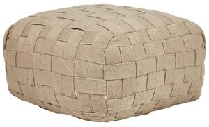 Záhradný taburet béžový syntetický materiál 50 x 50 cm štvorcový tvar pletený ručná výroba puf podnožka boho štýl interiér exteriér