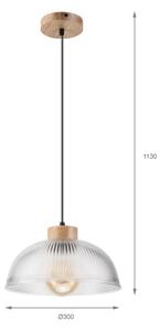 Luster na lanku PIA 1xE27/60W/230V pr. 30 cm dub