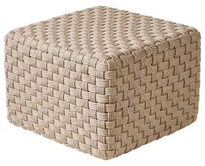 Vonkajší taburet sivobéžový syntetický materiál 50 x 50 x 35 cm štvorcový tvar pletený ručná výroba puf podnožka moderný boho štýl záhrada