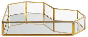 Dekoratívny podnos zlatý mosadz sklo 28 x 20 cm tvar srdca na šperky sviečku moderný glamour štýl doplnky