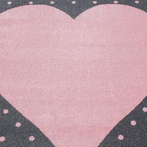 Detský koberec Bambi srdce kruh ružový