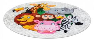 Detský koberec JUNIOR 51595.801 zvieratká / Afrika kruh, sivý