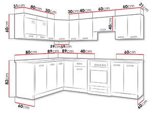 Moderná rohová kuchyňa 249/169 cm TAO 3 - čierna / biela