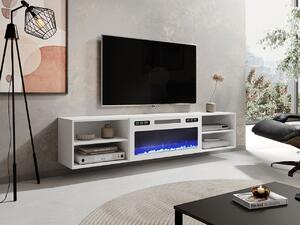 TV stolík s elektrickým krbom MALEN 1 - biely / lesklý biely