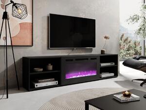 TV stolík s elektrickým krbom MALEN 2 - čierny / lesklý čierny
