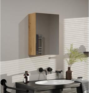 Kúpeľňová horná jednodverová skrinka so zrkadlom MARGO - dub artisan