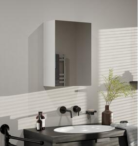 Kúpeľňová horná jednodverová skrinka so zrkadlom MARGO - biela