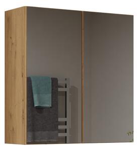 Kúpeľňová horná dvojdverová skrinka so zrkadlom MARGO - dub artisan
