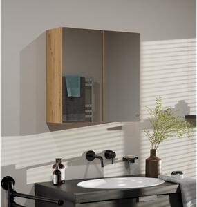 Kúpeľňová horná dvojdverová skrinka so zrkadlom MARGO - dub artisan