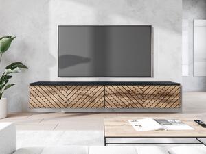 Mirjan24 TV stolík/skrinka Dlone 180 MDF, Farby: čierny grafit / dub wotan, Osvetlenie: bez osvetlenia 5903211366604