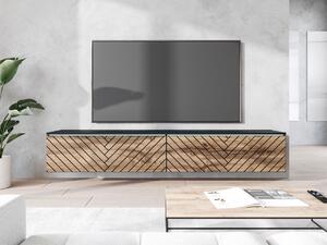 Mirjan24 TV stolík/skrinka Dlone 180 MDF, Farby: čierny grafit / dub wotan, Osvetlenie: osvetlenie LED biele Mirjan24 5903211366611