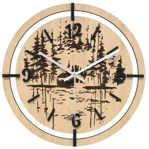 Drevené hodiny na stenu les 30 až 50 cm | NILSE: HDF - Javor 30 cm 4804-115436 HDF0702-ruky-silver