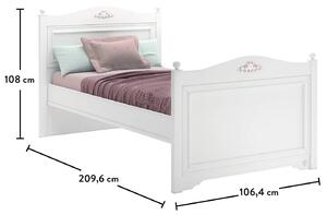 Rustikálna biela posteľ 100x200cm Ballerina - biela