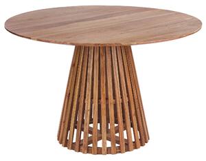 Jedálenský stôl tmavé akáciové drevo 120 cm okrúhly pre 4 osoby moderná jedáleň