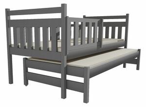 Detská posteľ s výsuvnou prístelkou z MASÍVU 200x90cm bez šuplíku - DPV004