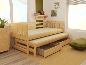 Detská posteľ s výsuvnou prístelkou z MASÍVU 180x80cm so zásuvkou - DPV006