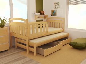 Detská posteľ s výsuvnou prístelkou z MASÍVU 180x80cm bez šuplíku - DPV008