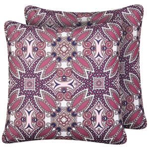 Sada 2 vonkajších dekoratívnych vankúšov fialová polyester 45 x 45 cm so vzorom záhradné doplnky