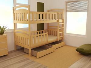 Detská poschodová posteľ z MASÍVU 180x80cm bez šuplíku - PP007
