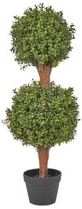 Umelá rastlina v kvetináči buxus strom zelená plastové listy kmeň z masívneho dreva 92 cm interiér exteriér záhrada doplnky