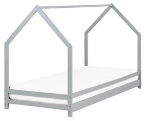 Detská posteľ sivá borovicové drevo 90 x 200 cm tvar domčeka lamelový rošt moderný štýl detská izba