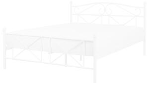 Posteľ biela kovový rám 140 x 200 cm s čelom lamelový rošt retro moderný štýl spálňa