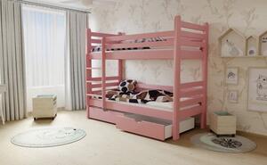 Detská poschodová posteľ z MASÍVU 200x80cm so zásuvkami - M07