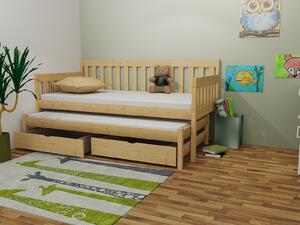 Detská posteľ s výsuvnou prístelkou z MASÍVU 200x80cm so zásuvkou - M06