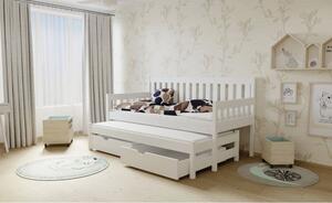 Detská posteľ s výsuvnou prístelkou z MASÍVU 200x90cm so zásuvkou - M06