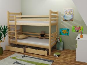 Detská poschodová posteľ z MASÍVU 200x80cm so zásuvkami - M07