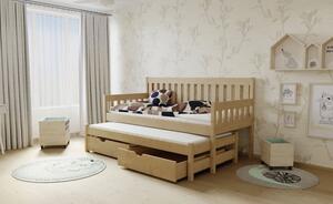 Detská posteľ s výsuvnou prístelkou z MASÍVU 180x80cm bez šuplíku - M06