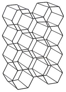 Stojan na víno čierny železo kov 46 x 32 x 15 cm na fľaše geometrický dizajn včelí plást industriálny štýl kuchyňa dekorácie