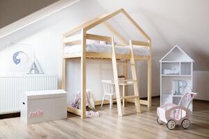 Detská vyvýšená posteľ z masívu DOMČEK - TYP A 160x90 cm