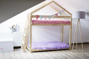 Detská posteľ z masívu Poschodová DOMČEK - TYP B 200x90 cm