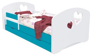 Detská posteľ so zásuvkou 140x70 cm s výrezom SRDIEČKA + matrace ZADARMO!