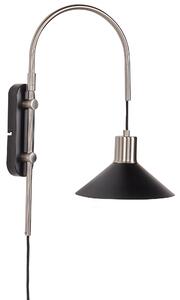 Nástenná lampa čierna strieborná oceľová 1 svetlo kužeľovité tienidlo moderný industriálny štýl obývacia izba spálňa