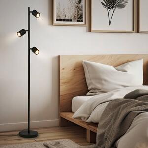 Briloner Stojacia lampa Ida, čierna, 3-pl., výška 141 cm, GU10, Čierna, Obývacia izba / jedáleň, kov, Moderný, Stojacie svietidlo