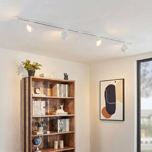 Lindby Systém lišt Linaro, Ø 9,5 cm, 4-pl., LED, biely, Biela / opálová, Pracovňa / Kancelária, Hliník, Moderný, Koľajnicový systém