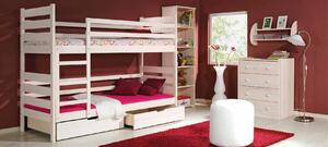 Detská poschodová posteľ z masívu DEREK 190x80 cm so zásuvkami