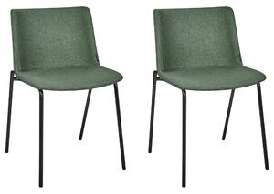 Sada 2 jedálenských stoličiek zelená čalúnené sedadlo polyester kovové nohy moderný štýl kuchyňa jedáleň