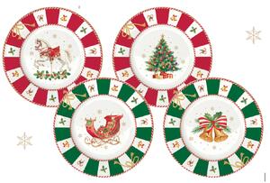 FEDORA Home Vianočné dezertné taniere Christmas Tale, set 4 ks, priemer 19 cm