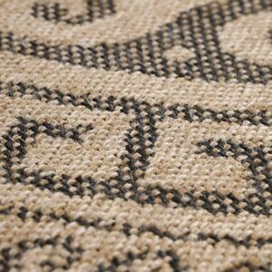 Šnúrkový koberec Comilla ornament béž-antracit, kruh